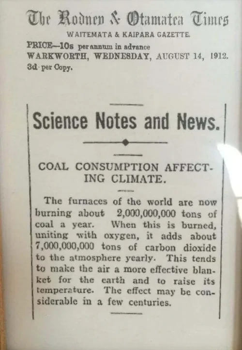 The Rodney & Otamatea Times, August 14 1912 - Science Notes and News: Coal Consumption Affecting Climate